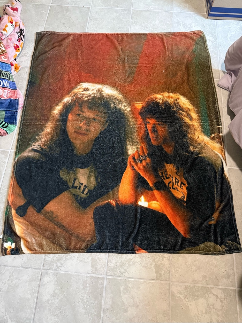 Vintage-Style Orange & Black Photo Print Throw Blanket